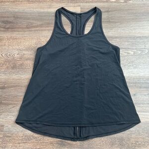 Lululemon Black Racerback Tank Split Back Mesh Lightweight Activewear Size M